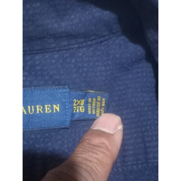 Ralph Lauren Mens Short Sleeve Button Down Shirt Navy Blue 2XB 2XLT Cotton - Picture 10 of 13